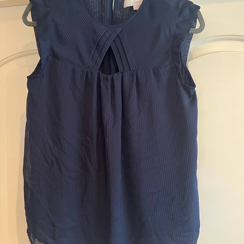 LOFT Dark Blue Textured Blouse